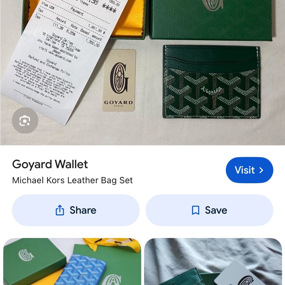 Goyard Card Case with Signature Chevron Pattern